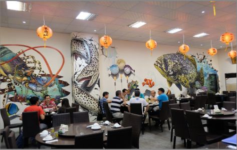 宜兴海鲜餐厅墙体彩绘